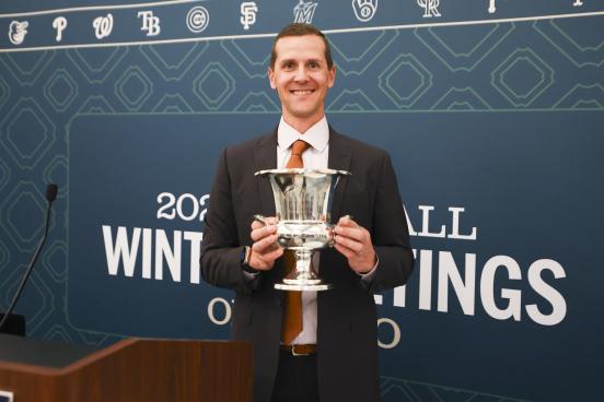 Matt Chisholm with MLB award