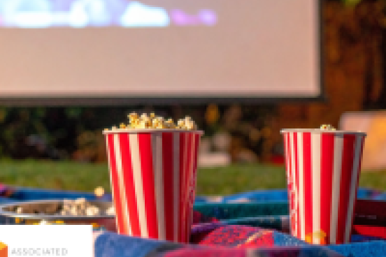 Popcorn and film screen 