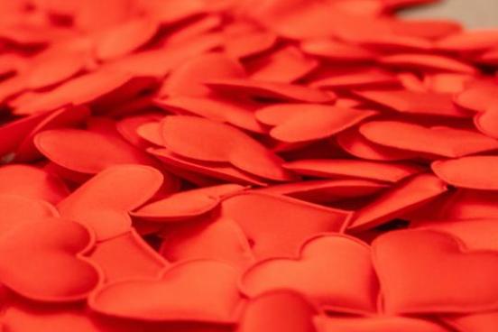 Red Hearts on a Table